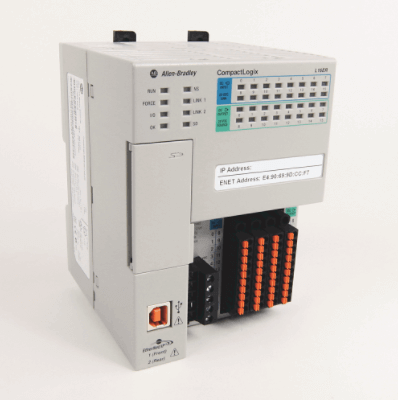 Rockwell 1769-L19ER-BB1B CompactLogix L19 1MB Memory Controller, front view, technical hardware.