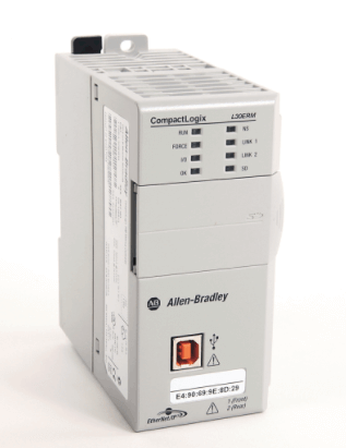 Rockwell 1769-L30ERM CompactLogix 1 MB Motion Controller with Allen-Bradley branding and technical data labels