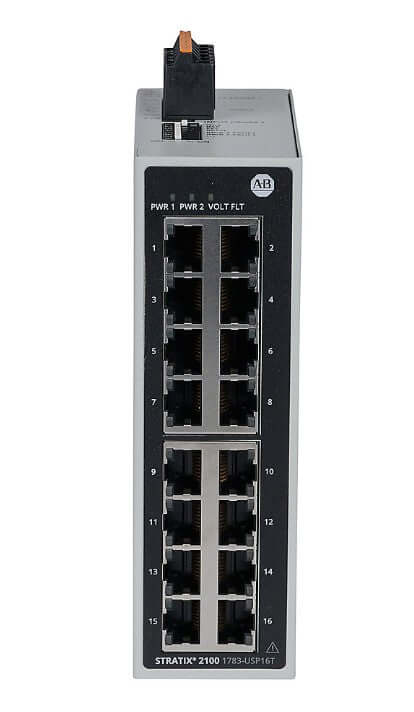 Rockwell 1783-USP16T Stratix 2100, Unmanaged Switch 16 port 100Mb copper, Industrial Quality.