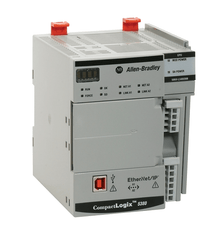 Allen-Bradley CompactLogix 5380 Ethernet/IP Controller with removable terminal blocks and status indicators.