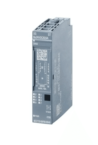Siemens 6ES7132-6BF01-0BA0 digital 8 OUT 24VDC/0.5A module, fits BU-TYPE A0, with diagnosis features.