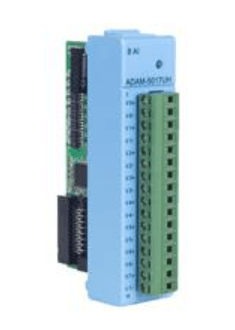 Advantech ADAM-5017UH 8-ch Ultra High Speed Remote Analog Input Module side view with input terminals