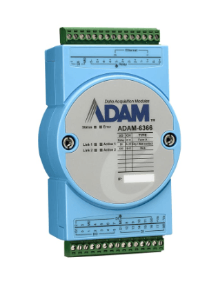 Advantech ADAM-6366 6 Relay/18DI/6DO IoT Modbus/OPC UA Ethernet Remote I/O device from original brand.