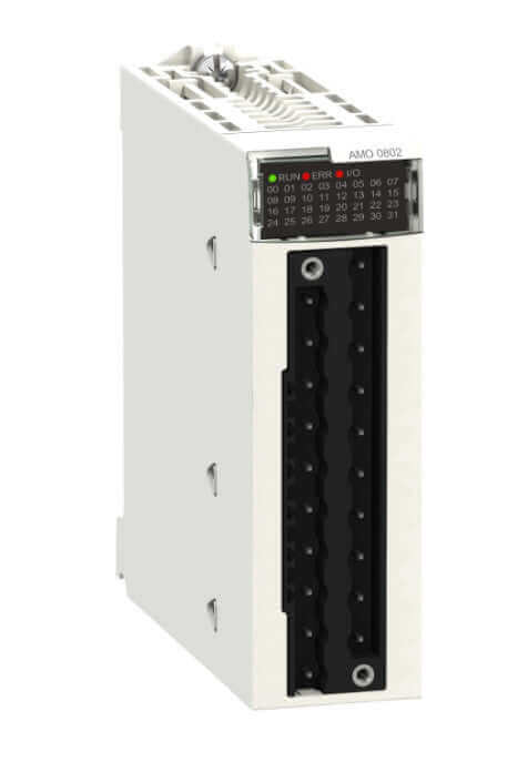 Schneider BMXAMO0802 X80 analog output module with 8 outputs for Modicon M580 and M340 platforms.