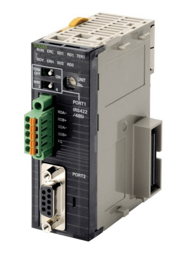 Omron CJ1W-SCU42 Serial High-Speed Communication Unit with Technical Data.