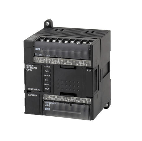 Omron CP1L-L14DR-D PLC with 24 VDC supply, 8 x 24 VDC inputs, 6 relay outputs, 2 A, 5K steps program memory, and 10K words data memory