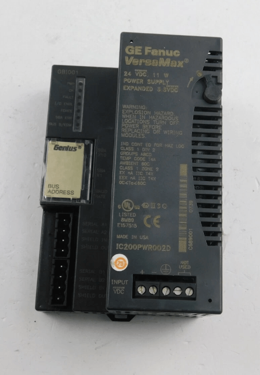 Emerson Automation IC200PWR002D VersaMax Power Supply front view, showcasing industrial quality features.