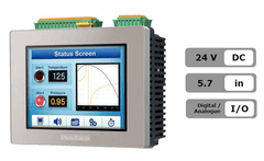 Pro-face PFXLM4301TADAC LT4000M Series 5.7 in Touch Screen HMI with Analog and Digital I/O displaying status screen