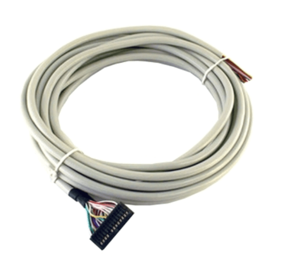Schneider TWDFCW30K preformed cable for Twido I/O extension, 3m length with 20-pin HE10 male connector.