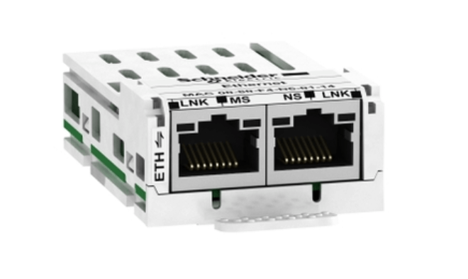 Schneider VW3A3616 Communication module for Lexium 32 featuring Ethernet TCP/IP connectivity.