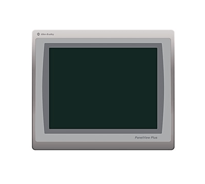 Rockwell PanelView Plus 7, 10" color touch screen display, Ethernet connectivity, industrial control interface.