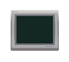 Rockwell PanelView Plus 7, 10" color touch screen display, Ethernet connectivity, industrial control interface.