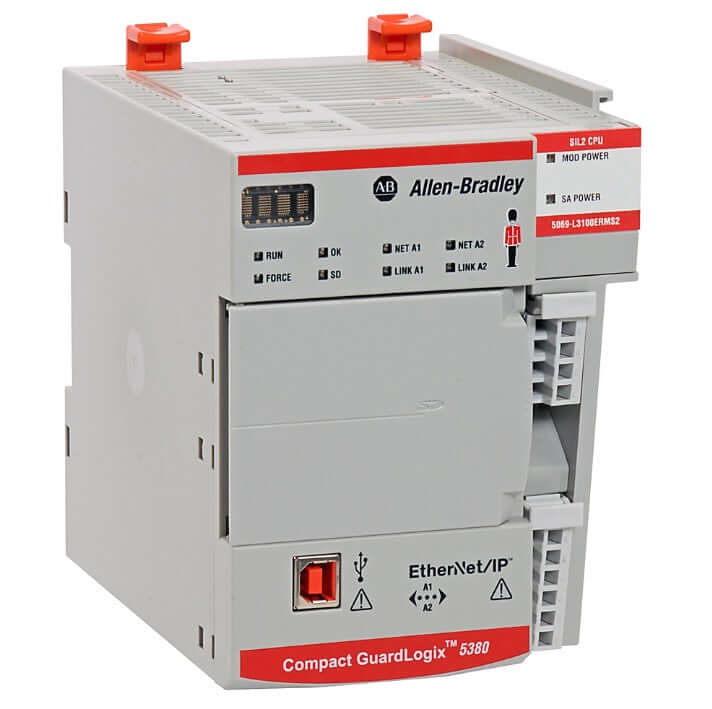 Rockwell 5069-L310ERS2 Controller, Compact GuardLogix 5380 Safety, SIL2/PLd, 1.0MB Standard & 0.5MB Safety Memory, 24 nodes, 8 I/Os.