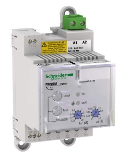 Schneider 56173 Residual current protection relay, VigiPacT RH99M, 30mA-30A, 220/240VAC 50/60Hz, DIN rail mounting.