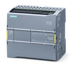 Siemens SIMATIC S7-1200F compact CPU 1214 FC with onboard I/O connections and DC power supply.