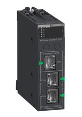 Schneider BMENOC0321 control router for Modicon M580 with Ethernet ports for network connectivity.