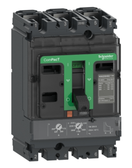 Schneider C25F3TM200 Circuit breaker, ComPacT NSX250F, 36kA/415VAC, 3 poles, TMD trip unit 200A.