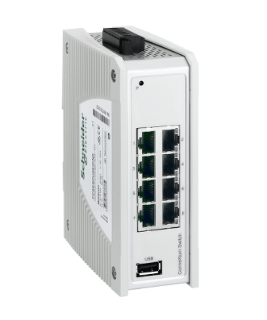 Schneider TCSESPU083FN0 network switch, Modicon Networking, premium unmanaged, 8 ports for copper.